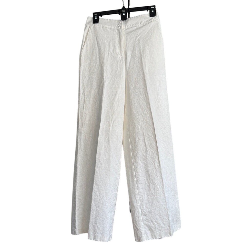 BCBGMAXAZRIA White Wide Leg Pants High Rise Trouser Casual Corporate XS
